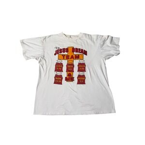 Vintage 90s Jesus Dream Team basketball graphic tee Christian shirt L